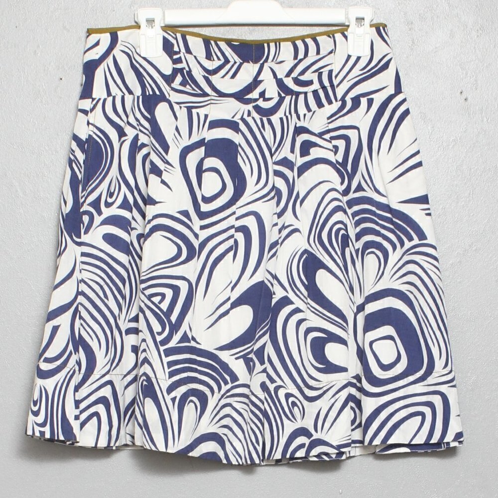 Cabi blue white swirl floral full a line skirt